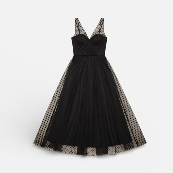 MILLY Grace Black Long Tulle Gown - Picture 1 of 11